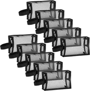 10 Pcs Mesh Makeup Bag Portable Travel Cosmetic Bag Black Breathable Mesh Zipper Pouch for Home Offices Travel Accessories Organizer(7.9 x 3.1 x 4.7 Inch)