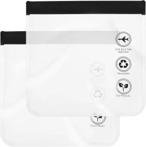 2 Pcs Clear TSA Approved Toiletry Bag EVA Airport Security Liquid Bag 20 x 20cm Cosmetic Pouches Portable Travel Accessories Waterproof and Leak-Proof Liquids Transparent Makeup bag