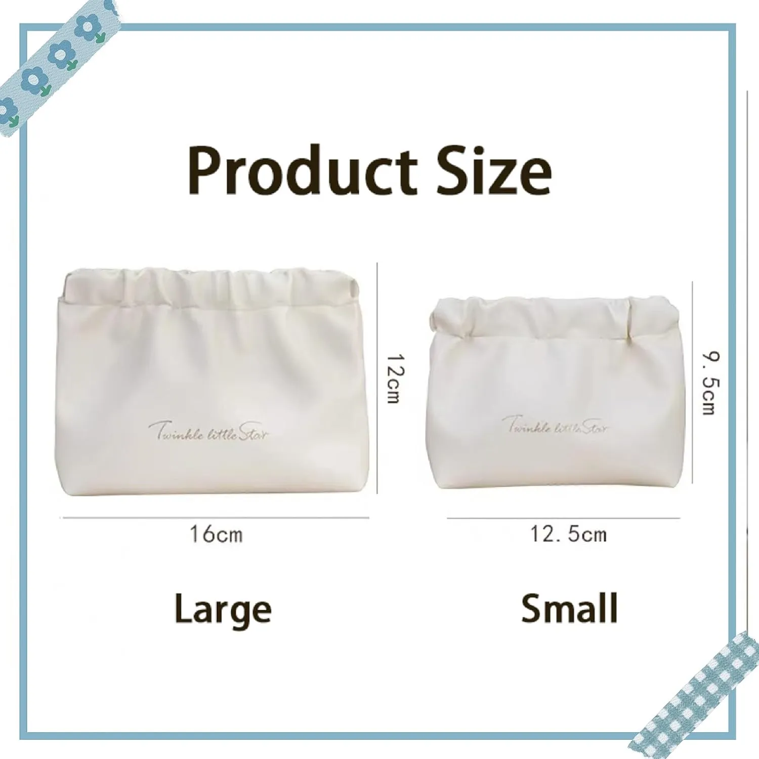 2 PCS Small Makeup Bag for Purse Waterproof Cosmetic Pouch Mini Cosmetic Bags Portable Makeup Bag Set for Women Coin Purse Organizer for Lipstick Jewelry White