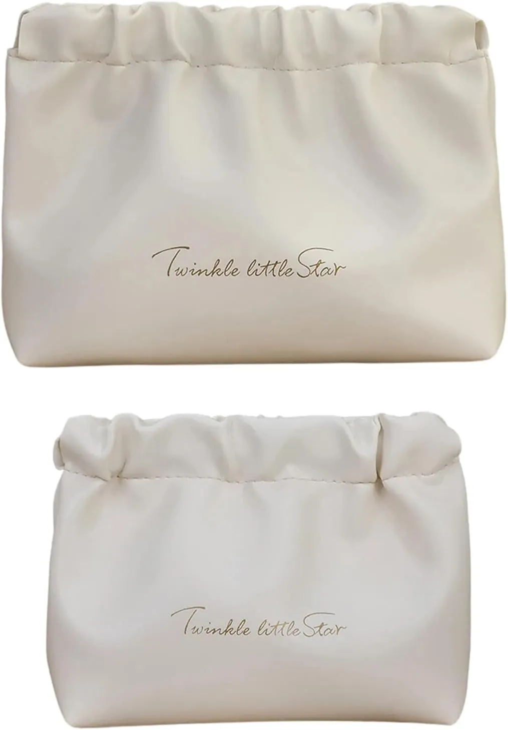 2 PCS Small Makeup Bag for Purse Waterproof Cosmetic Pouch Mini Cosmetic Bags Portable Makeup Bag Set for Women Coin Purse Organizer for Lipstick Jewelry White