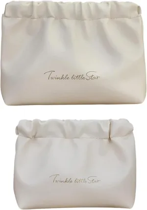 2 PCS Small Makeup Bag for Purse Waterproof Cosmetic Pouch Mini Cosmetic Bags Portable Makeup Bag Set for Women Coin Purse Organizer for Lipstick Jewelry White