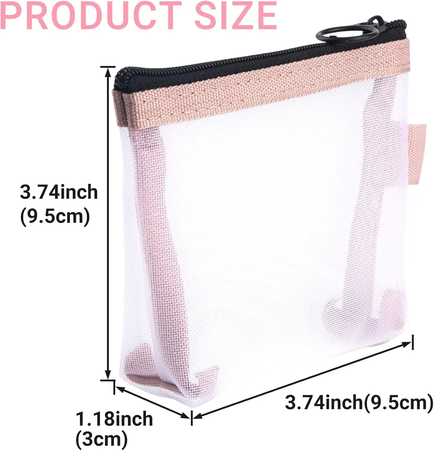 3pcs Mini Mesh Bag with Zipper, Clear Nylon Mesh Pouches, Portable Travel Makeup Organizer Bags for Cosmetic Lipstick Keys Headphones- Blue & Pink & Green