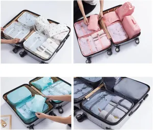 7set Packing Cubes for Suitcases - Polyester Travel Storage Bags with Mesh, Breathable, Durable Compression, Shoe Bag - White - 107.6L - 7pcs