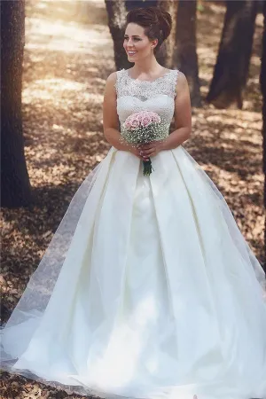 A-Line Empire Crystal Lace Bridal Gown Latest Ruffles Plus Size  Wedding Dress