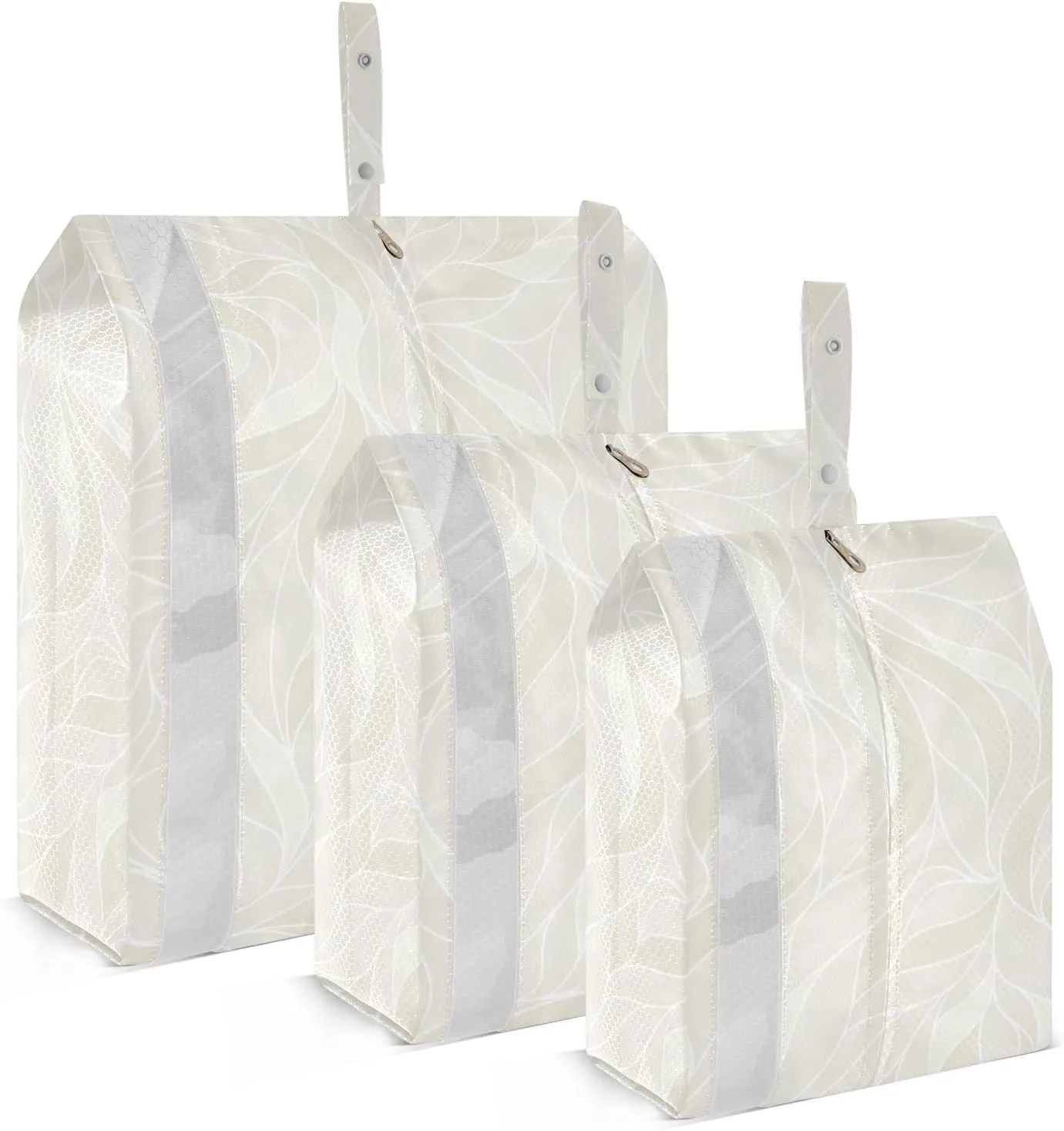Abstract Grey White 3 Set Travel Packing Cubes For Suitcases, Foldable, Garment Bag Closet Storage, Luggage Space Saver, Luggages Management Personnel