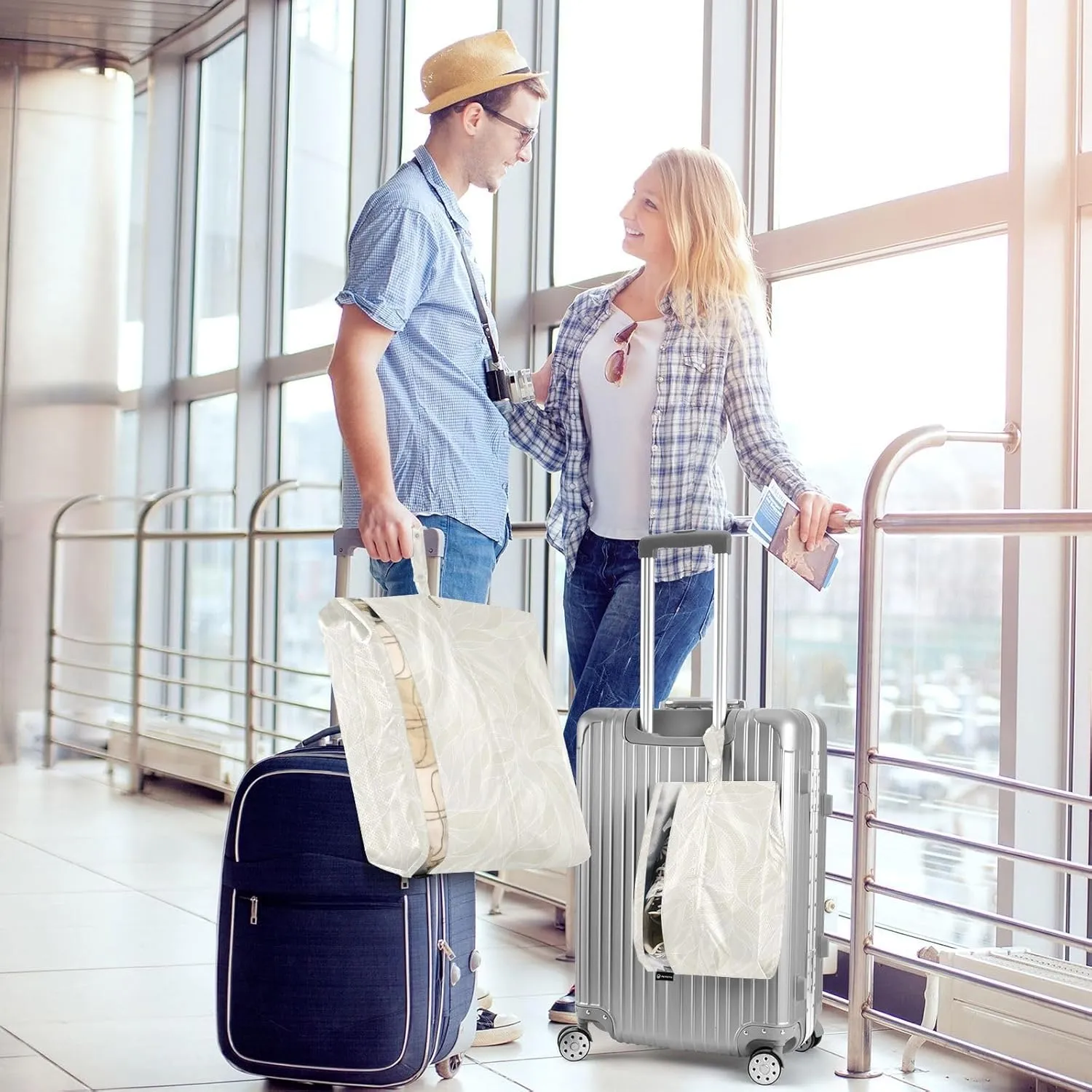 Abstract Grey White 3 Set Travel Packing Cubes For Suitcases, Foldable, Garment Bag Closet Storage, Luggage Space Saver, Luggages Management Personnel