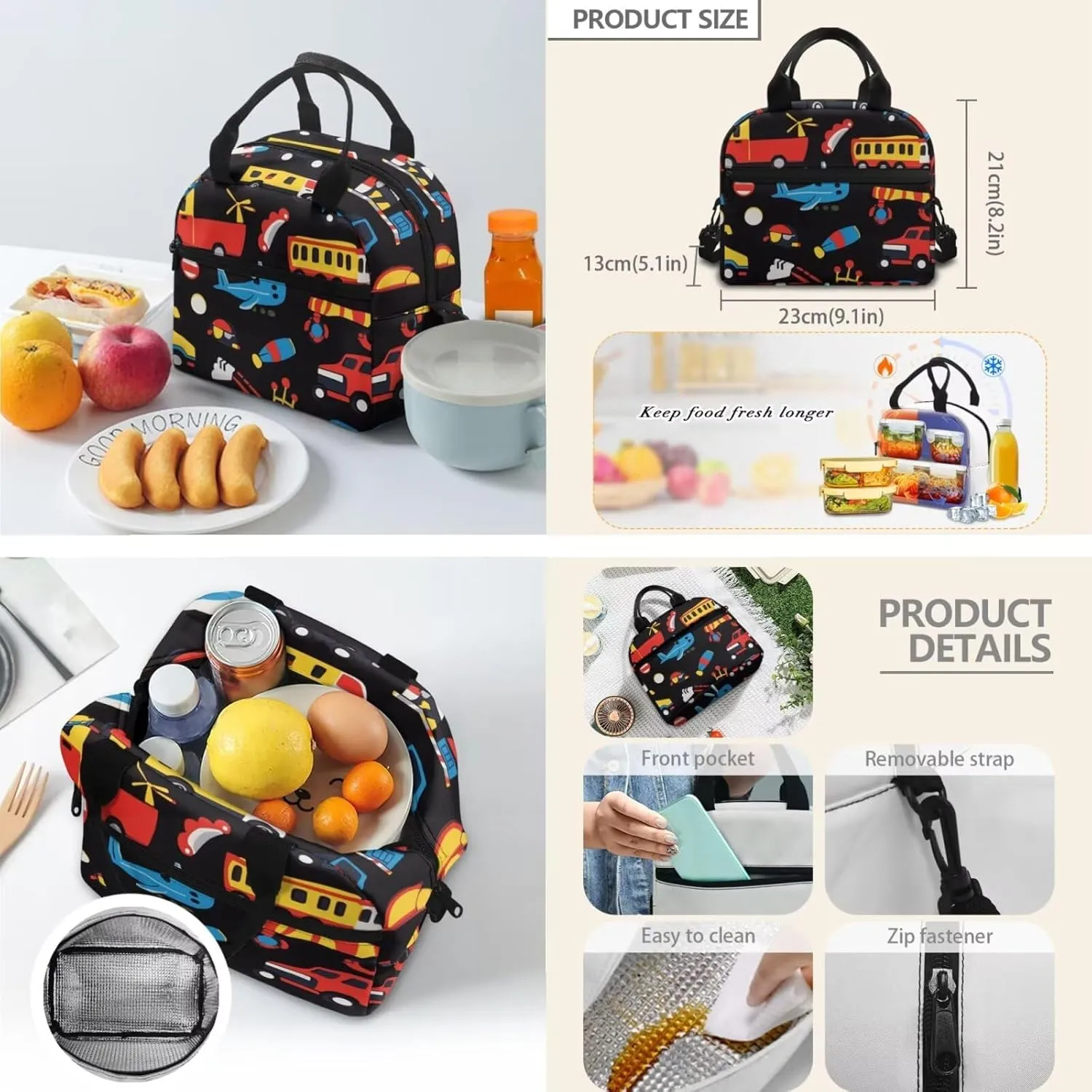 Airplane Backpack Kids Car Lightweight Boys Bookbag with Lunch Box Breathable School Bag with Lunch Bag Preschool Diaper Bags for Daycare 3 Pcs Back to School GIfts