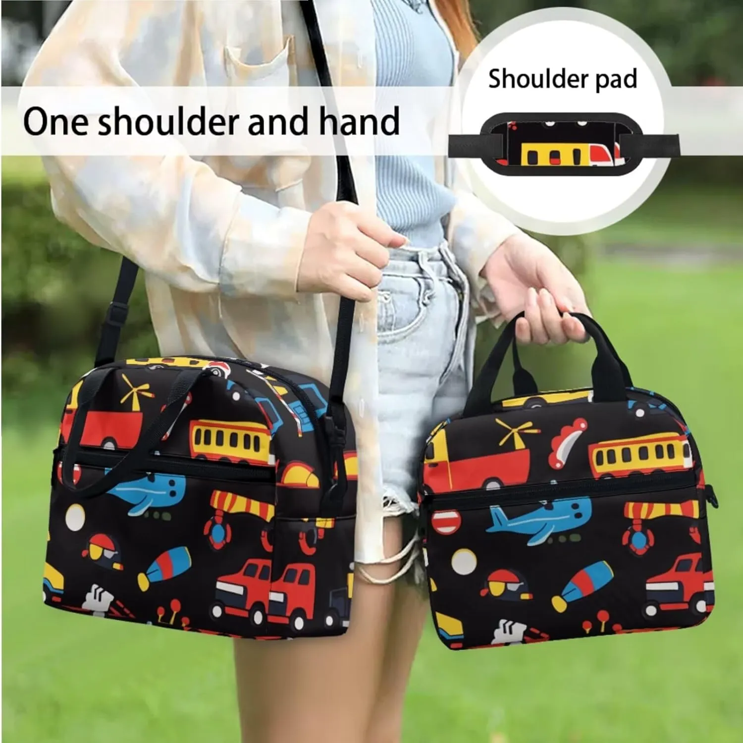Airplane Backpack Kids Car Lightweight Boys Bookbag with Lunch Box Breathable School Bag with Lunch Bag Preschool Diaper Bags for Daycare 3 Pcs Back to School GIfts