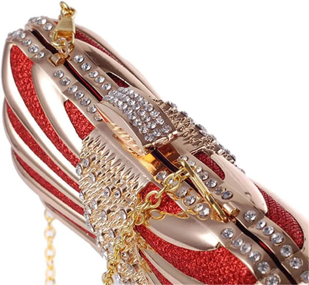 Alloy Studded Dinner Party Bag Europe and The United States Clutch Women's Bag Small Square Chain Women's Bag(D)