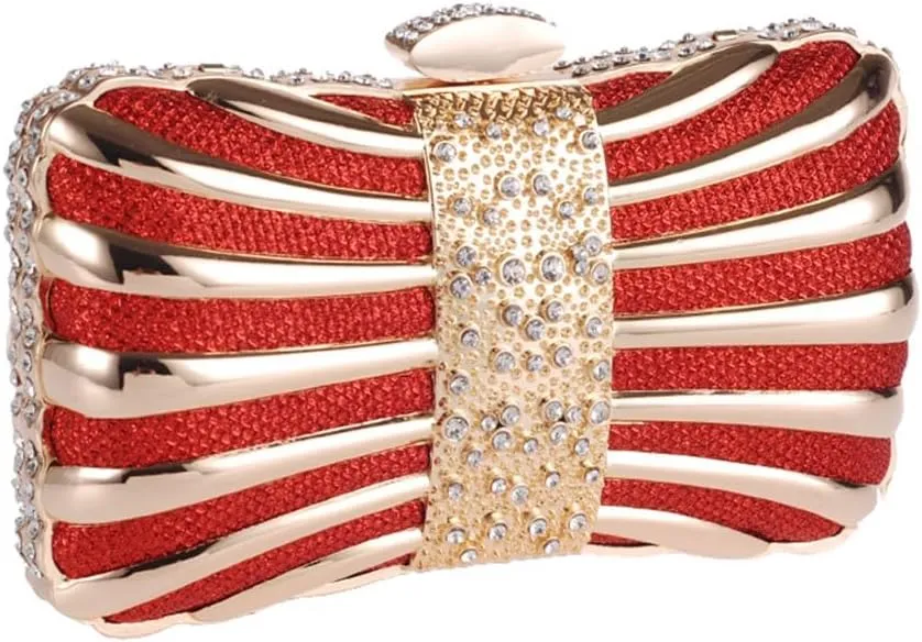 Alloy Studded Dinner Party Bag Europe and The United States Clutch Women's Bag Small Square Chain Women's Bag(D)