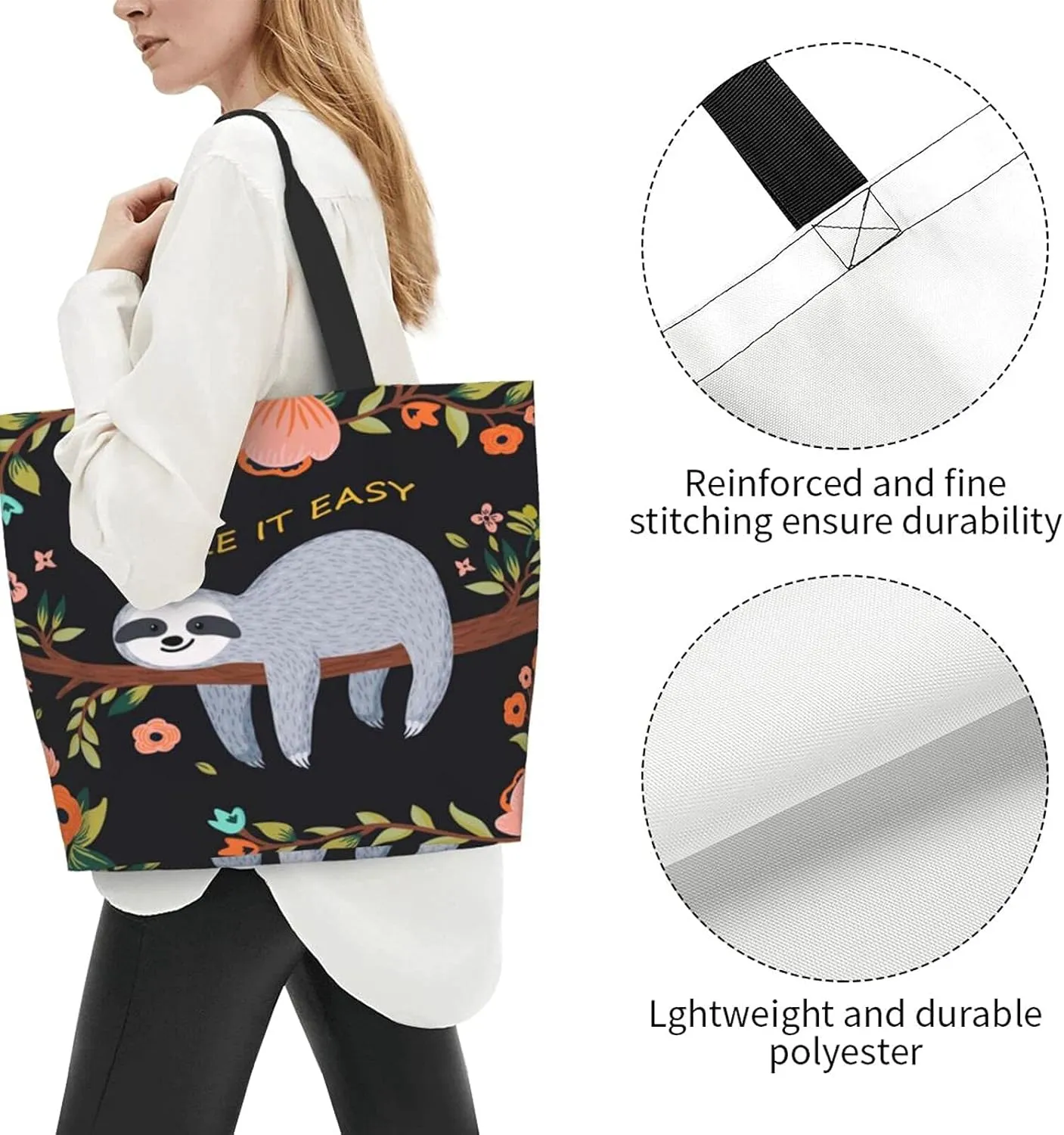 AmerTac Tote Bag Large Women Casual Shoulder Bags Gifts Reusable Waterproof For Weekender Travel Grocery Shopping Outdoor