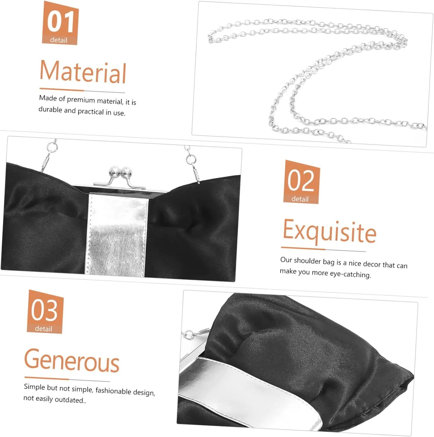 Amosfun 2pcs Evening Bag Satin Flap Bow Clutch Women Diagonal Package Dinner Bag Evening Clutch
