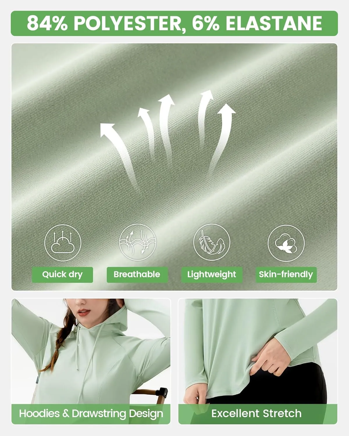 Angel season Sun Shirt for Women Long Sleeve Hoodies Lightweight Hiking Elastic Workout Clothing Fishing Running Outdoor