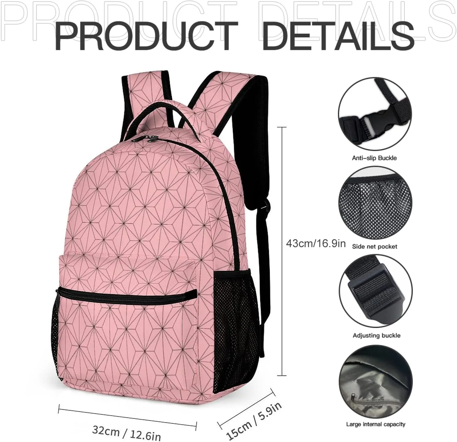 Anime Laptop Backpack Bundle for Men and Women, Portable Lunch Box Washable Bags (Pink, One Size)