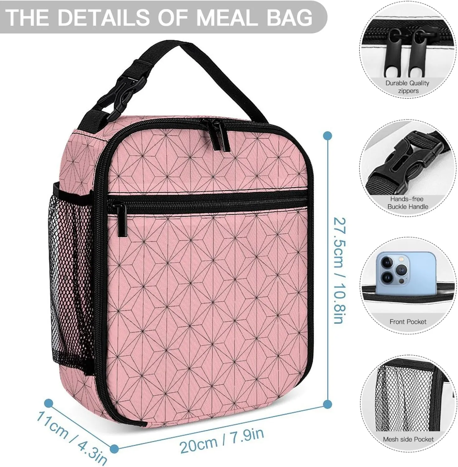 Anime Laptop Backpack Bundle for Men and Women, Portable Lunch Box Washable Bags (Pink, One Size)