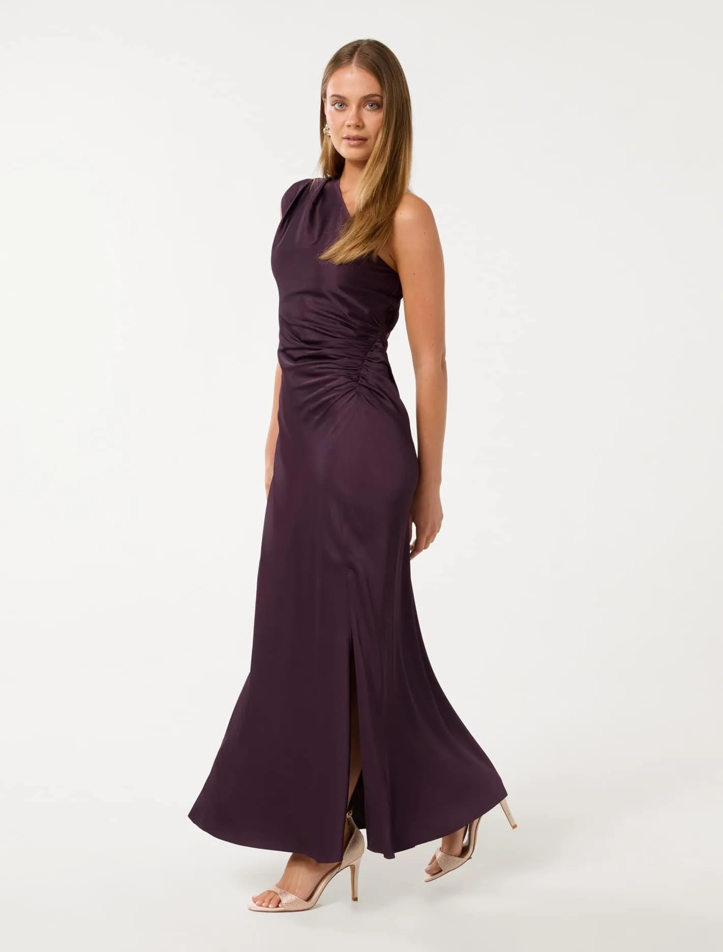 Asher One Shoulder Satin Maxi Dress