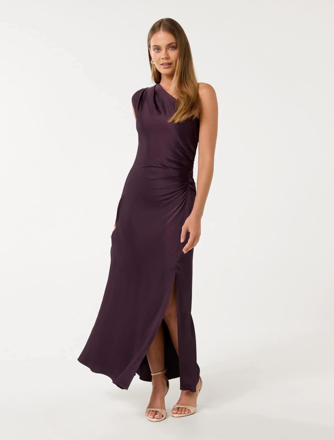 Asher One Shoulder Satin Maxi Dress