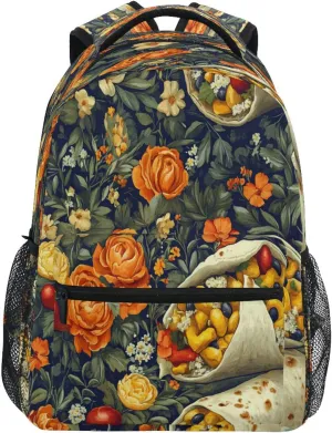 Backpacks for Men and Women Fashion Vintage Daypacks with Chest Strap for College Work Greek Burrito Country Rustic Style