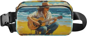Beach Guitar Player Fanny Packs for Women Crossbody Bags Everywhere Belt Bag with Adjustable Strap Fashion Waist Pack for Shopping Running Travel