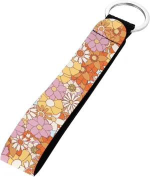 Belidome Abstract Hippie Flower Wristlet Keychain Key Chain Holder with Key Ring Car Auto Accessories for Women Teen Girl