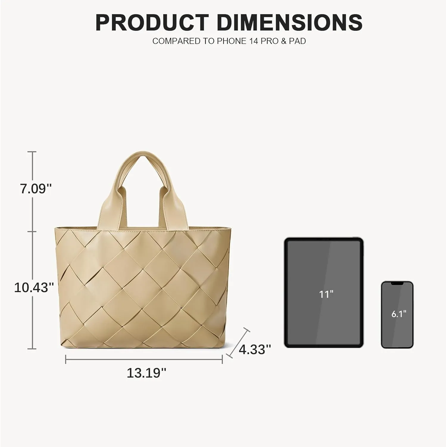 BOSTANTEN Woven Tote Bag for Women Top Handle Purses and Handbags Shoulder Crossbody Purse With Zipper