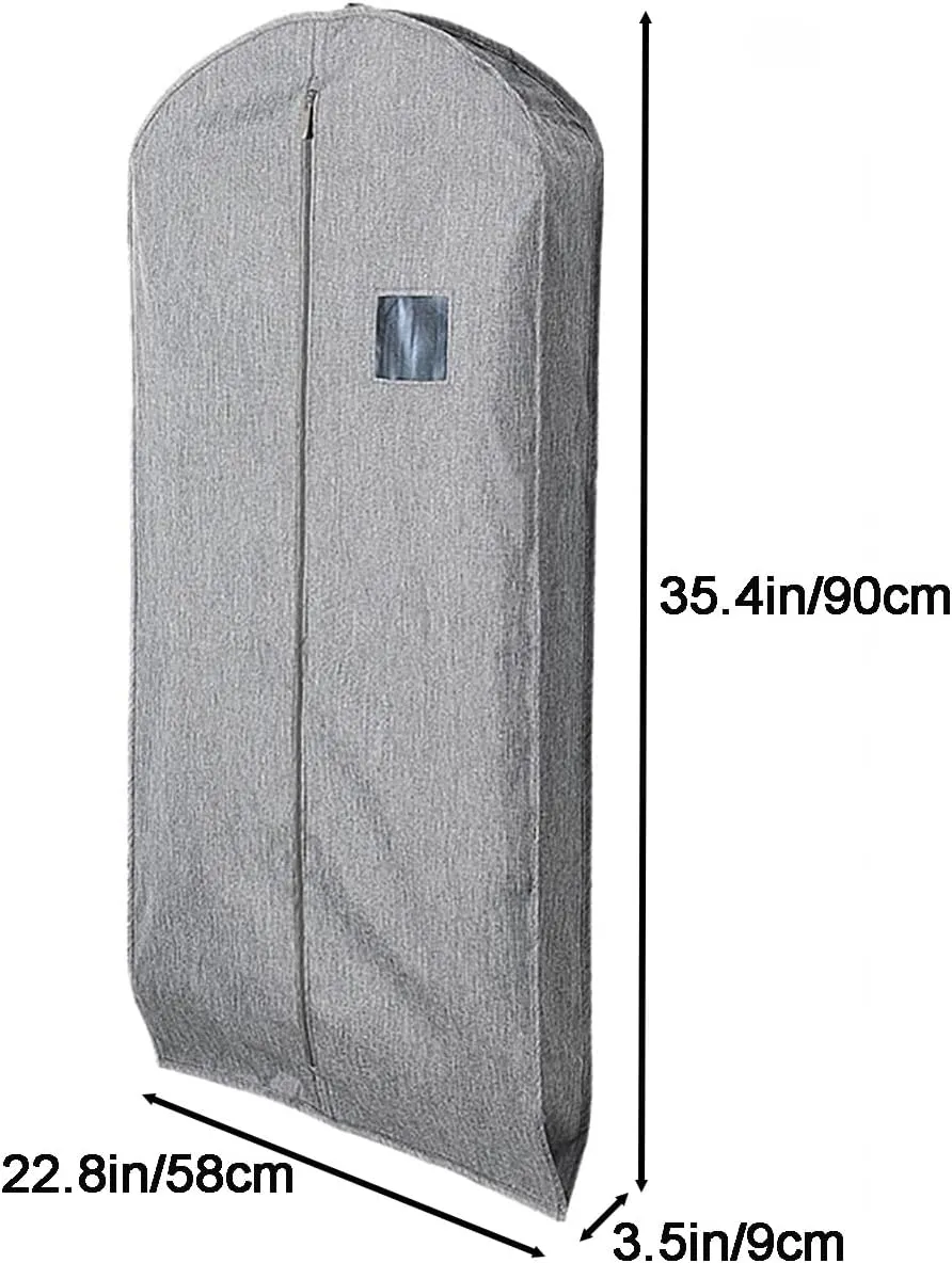 Breathable Garment Bags for Hanging Clothes, Oxford Cloth Garmet Bag, Zippered Storage for Suit Bags, for Household Use(Gray,35.4in/90cm)