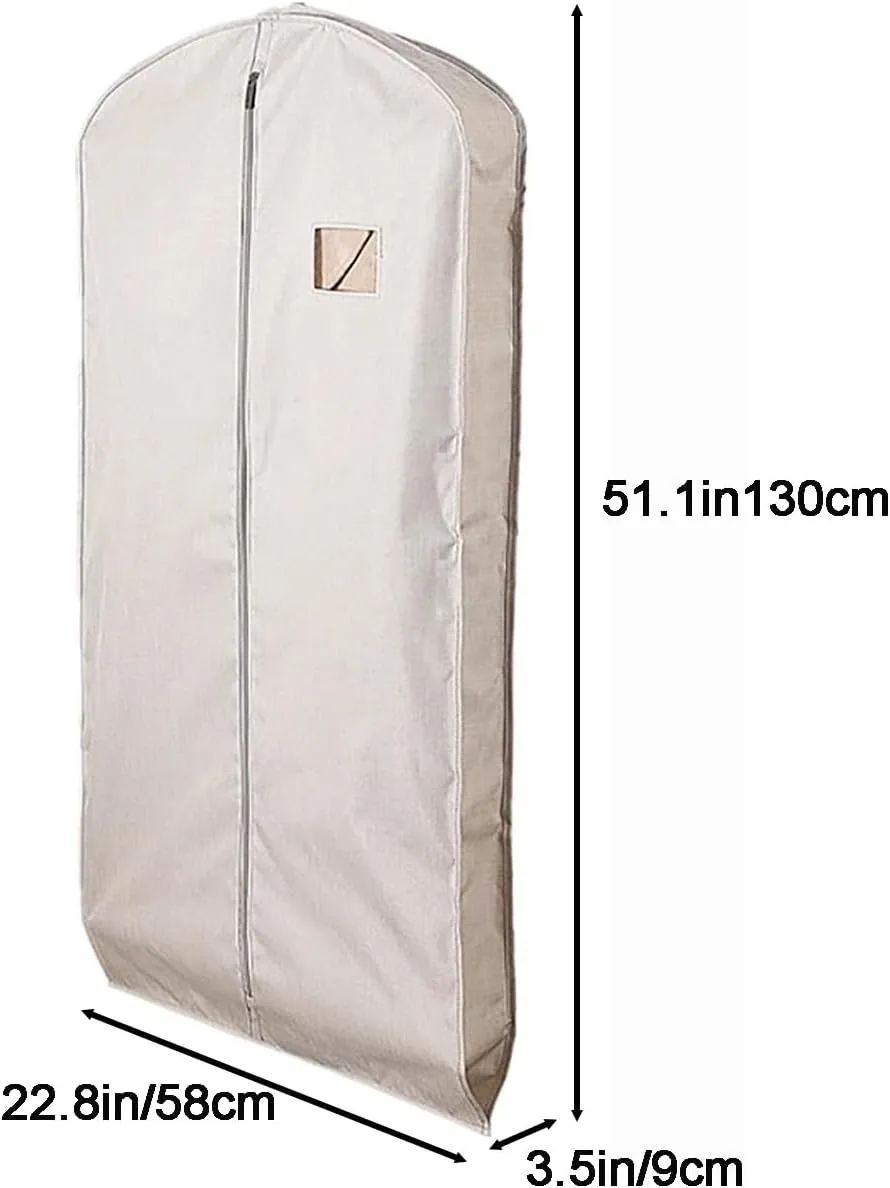 Breathable Garment Bags for Hanging Clothes, Oxford Cloth Garmet Bag, Zippered Storage for Suit Bags, for Household Use(Natural,51.1in/130cm)
