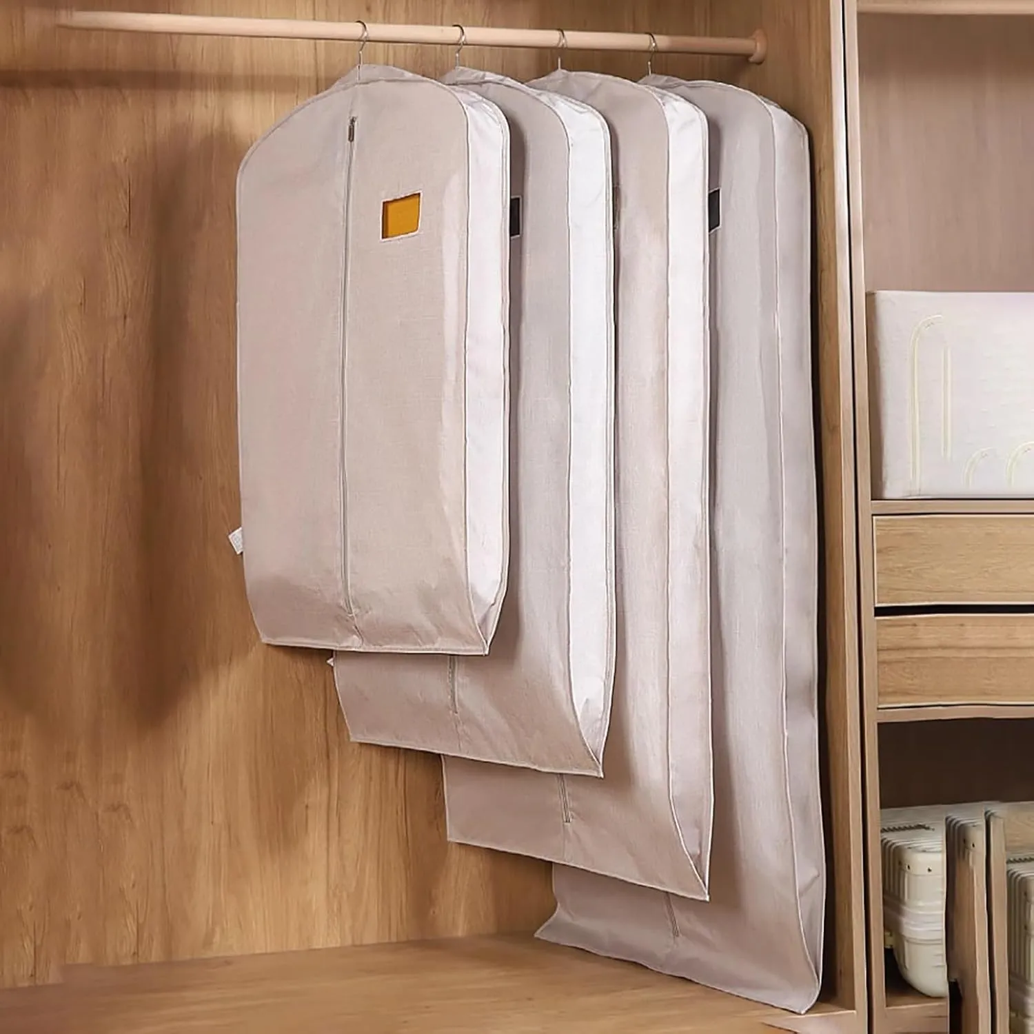 Breathable Garment Bags for Hanging Clothes, Oxford Cloth Garmet Bag, Zippered Storage for Suit Bags, for Household Use(Natural,51.1in/130cm)