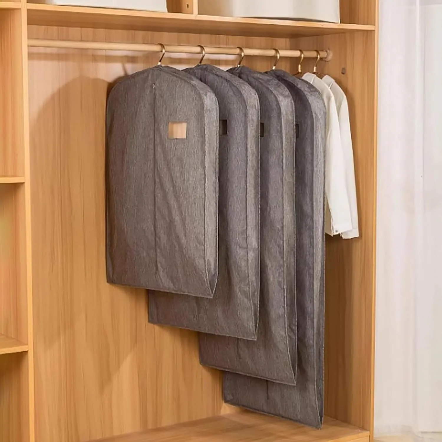 Breathable Garment Bags for Hanging Clothes, Oxford Cloth Garmet Bag, Zippered Storage for Suit Bags, for Household Use(Natural,51.1in/130cm)