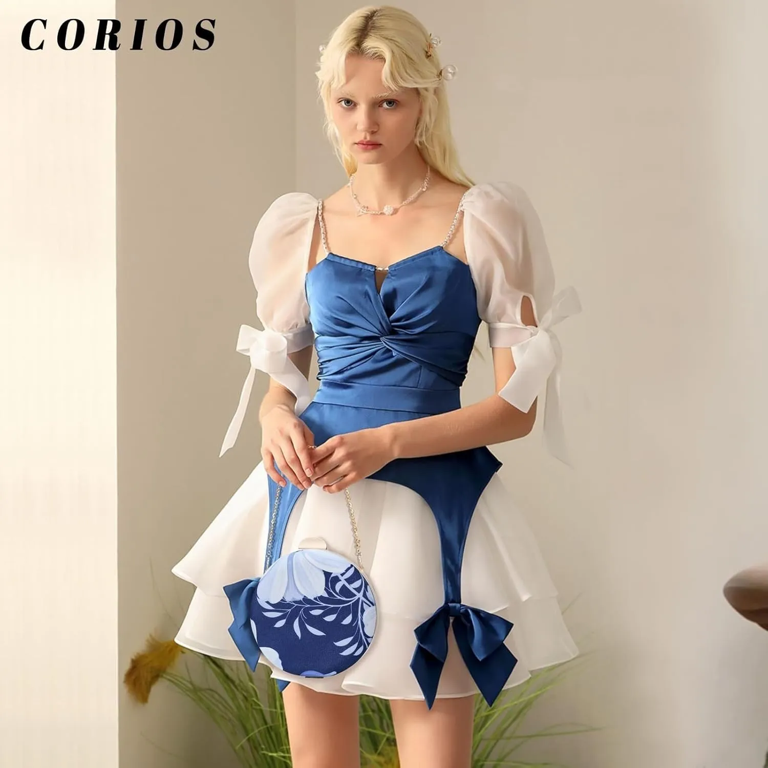 Bridal Wedding Purse Elegant Shoulder Vintage Handbag Ladies Crossbody Round Clutch Purses for Women Flower Evening
