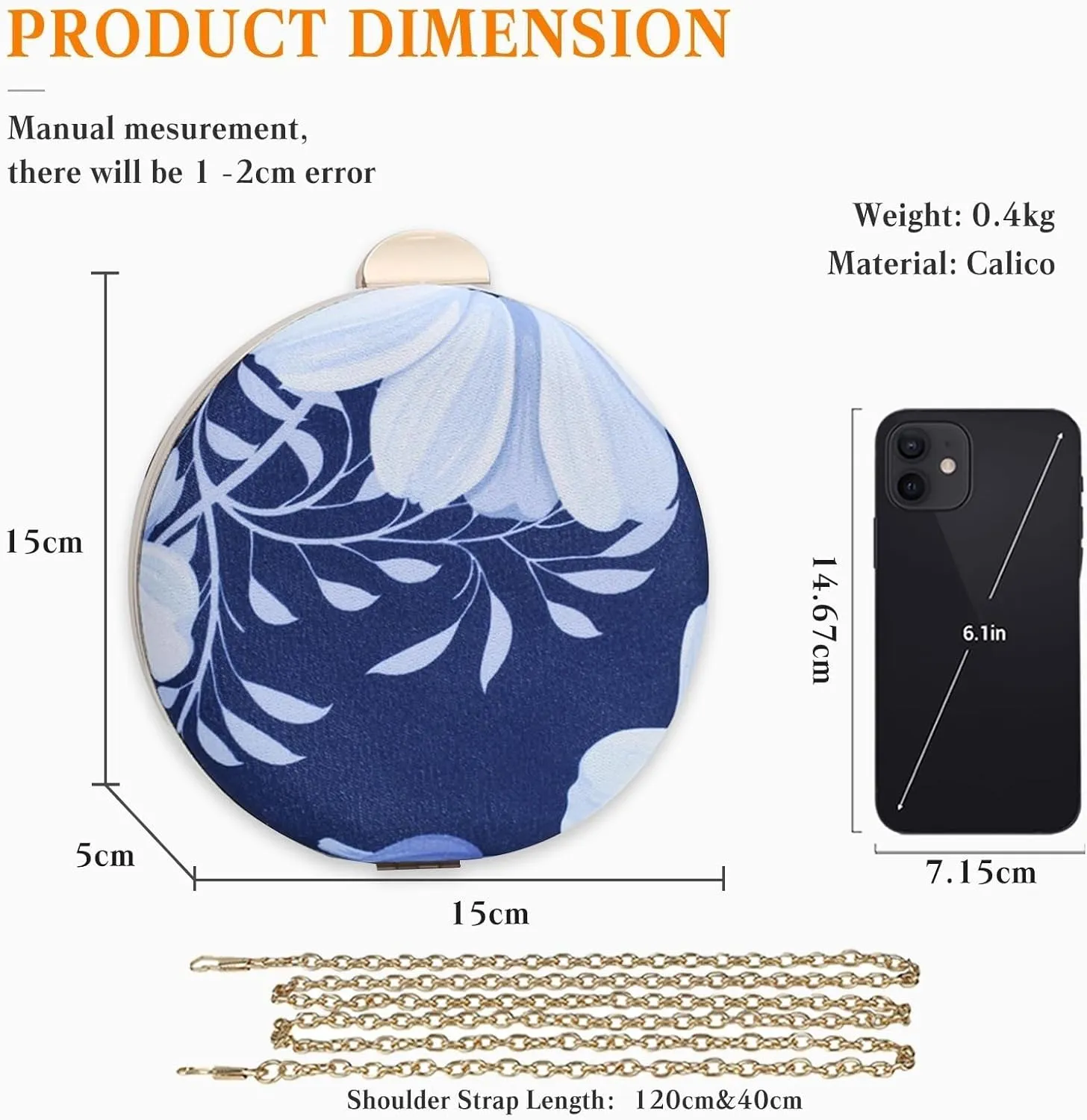 Bridal Wedding Purse Elegant Shoulder Vintage Handbag Ladies Crossbody Round Clutch Purses for Women Flower Evening