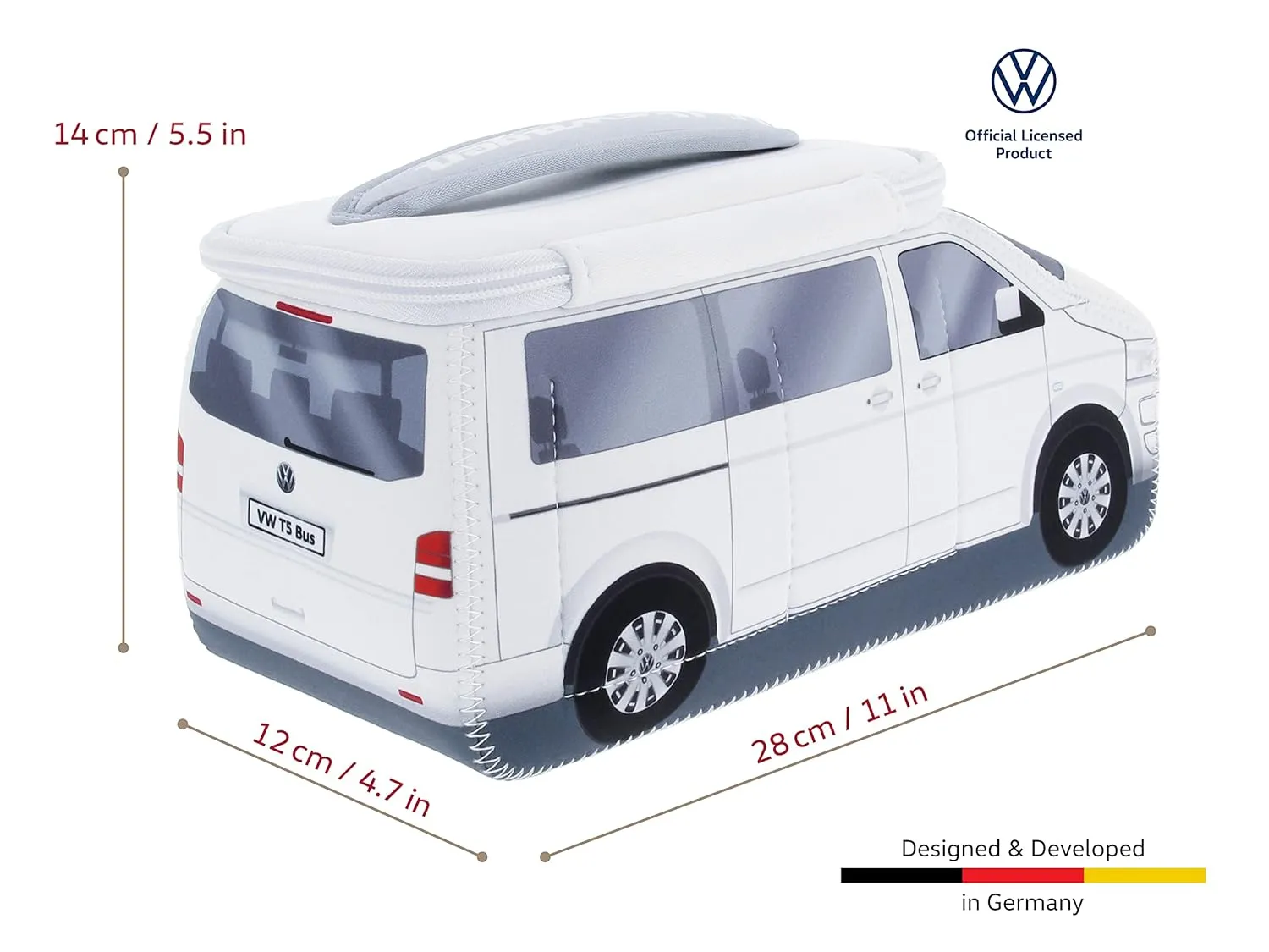 BRISA VW Collection - Volkswagen Neoprene Universal Makeup Cosmetics Toiletry Travel Pharmacy Bag in T5 Bus Design (White/Large)