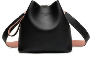 Bucket Bag Women's Temperament Fashion Contrast Color Shoulder Casual Oblique Handbag(D)