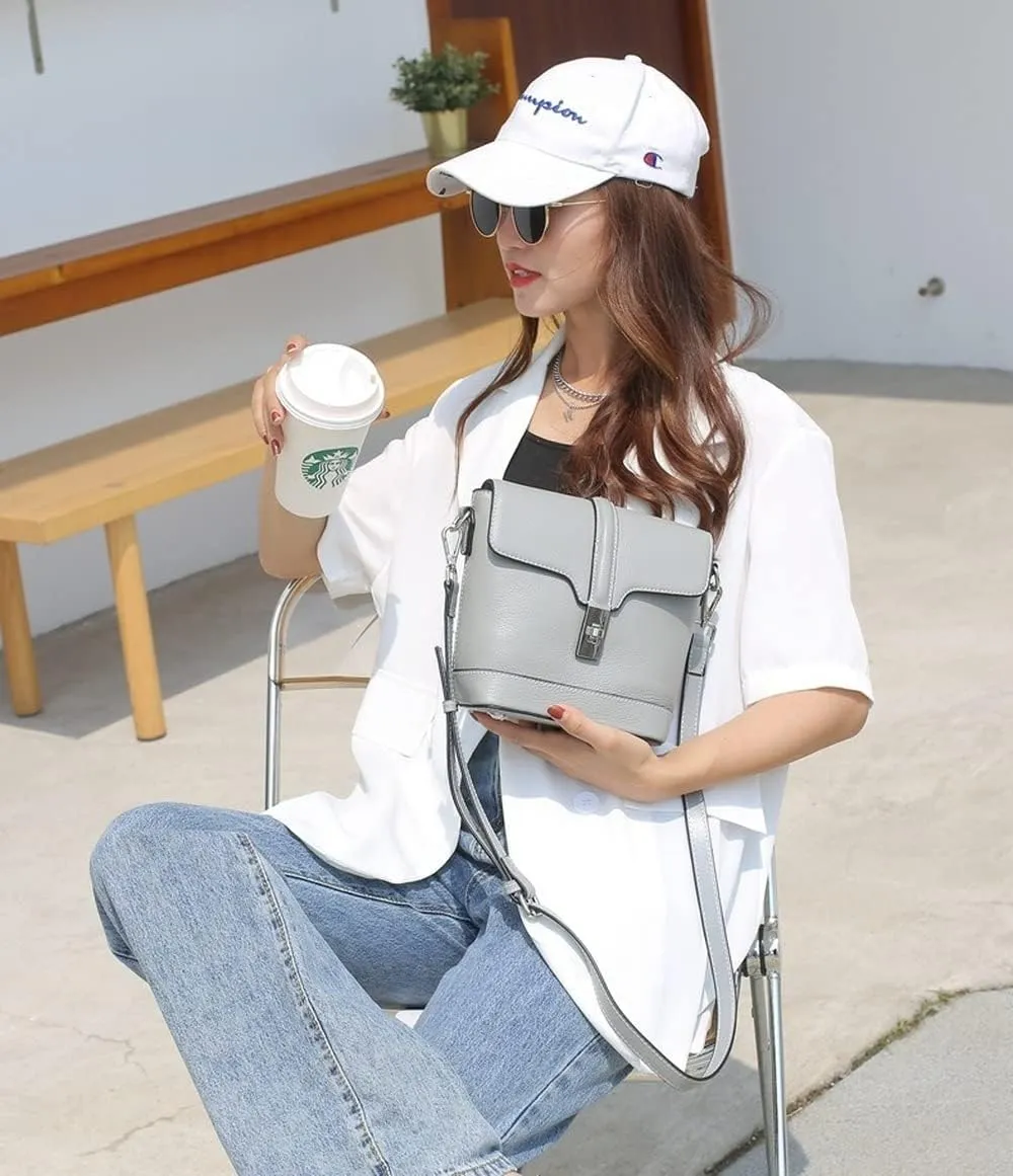 Bucket Bags Genuine Leather Casual Messenger Bag Top Handle Tote Cross-body Bags Shoulder Handbag Purses
