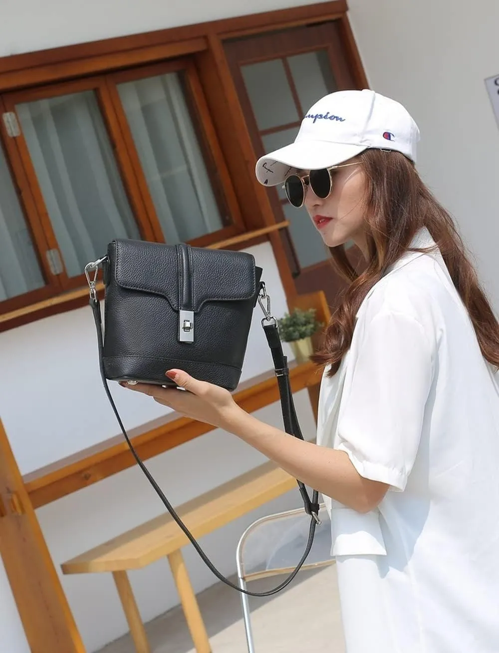 Bucket Bags Genuine Leather Casual Messenger Bag Top Handle Tote Cross-body Bags Shoulder Handbag Purses