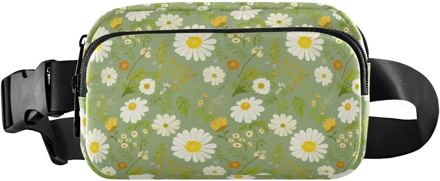 Buttercup Floral Sage Fanny Packs for Women Crossbody Bags Everywhere Belt Bag with Adjustable Strap Fashion Waist Pack for Travel Daily Running