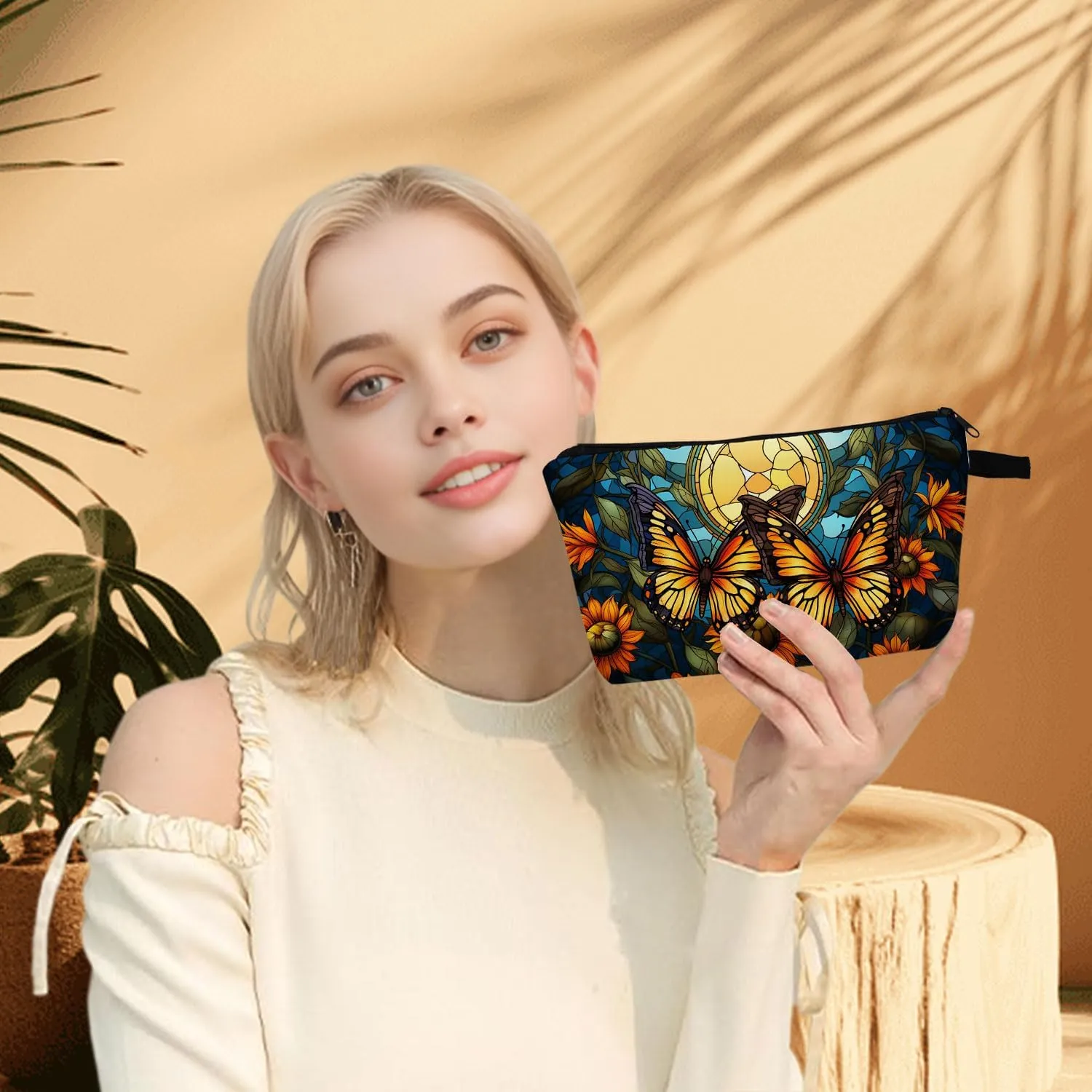 Butterfly Makeup Bag Elegant 3D Flutter Design Cosmetic Pouch for Women Travel Toiletry Organizer Cute Butterfly Makeup Bag for Teens