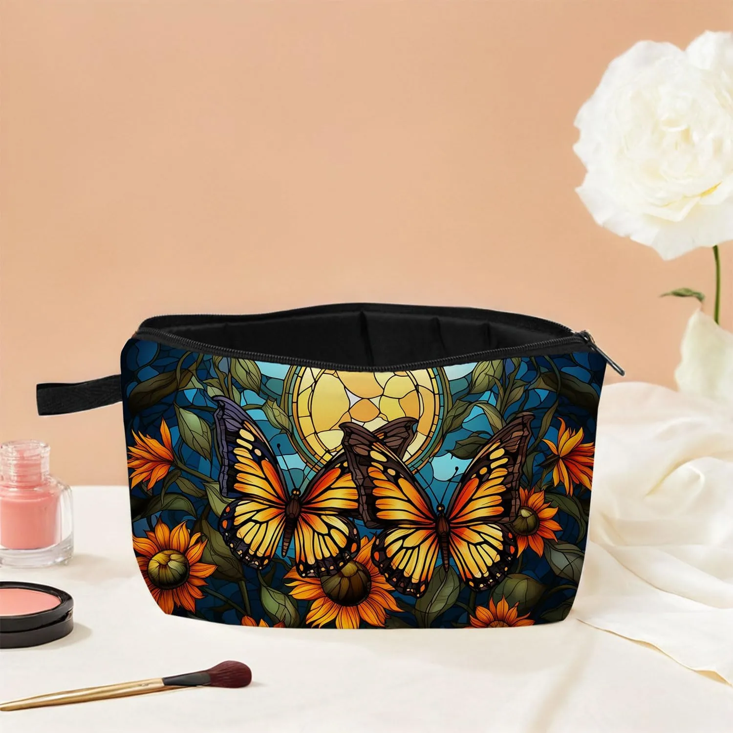 Butterfly Makeup Bag Elegant 3D Flutter Design Cosmetic Pouch for Women Travel Toiletry Organizer Cute Butterfly Makeup Bag for Teens