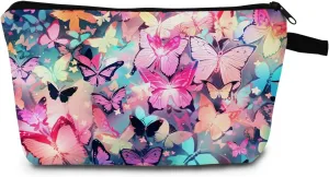 Butterfly Makeup Bag Elegant 3D Flutter Design Cosmetic Pouch for Women Travel Toiletry Organizer Cute Butterfly Makeup Bag for Teens