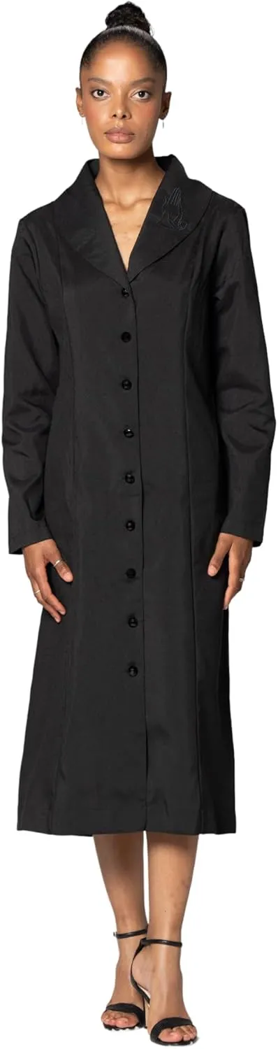 Button Front Clergy Dresses for Women - Elegant Church Dress & Uniform, Clergy Robes Women Choir Robe G11674