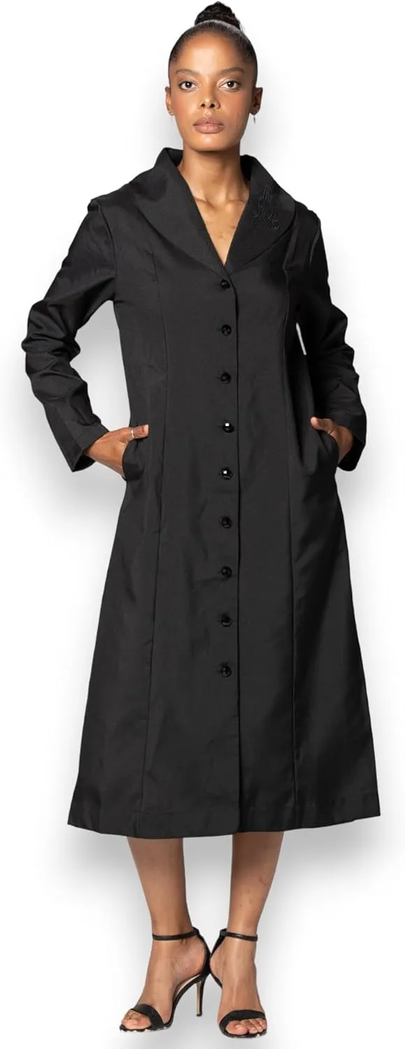 Button Front Clergy Dresses for Women - Elegant Church Dress & Uniform, Clergy Robes Women Choir Robe G11674