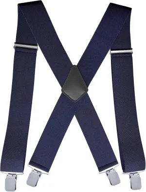 CADONO Men's 2 Inch Heavy Duty SuspendersAdjustable X-Back with Strong Clips for Work, Jeans, and More