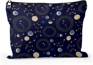 Cafl Zodiac Sky Makeup Bag Retro Travel Large Astrological Cosmetic Bag Organizer toiletry Essentials Jewelry Skincare Zipper Bag For Women -108 inch