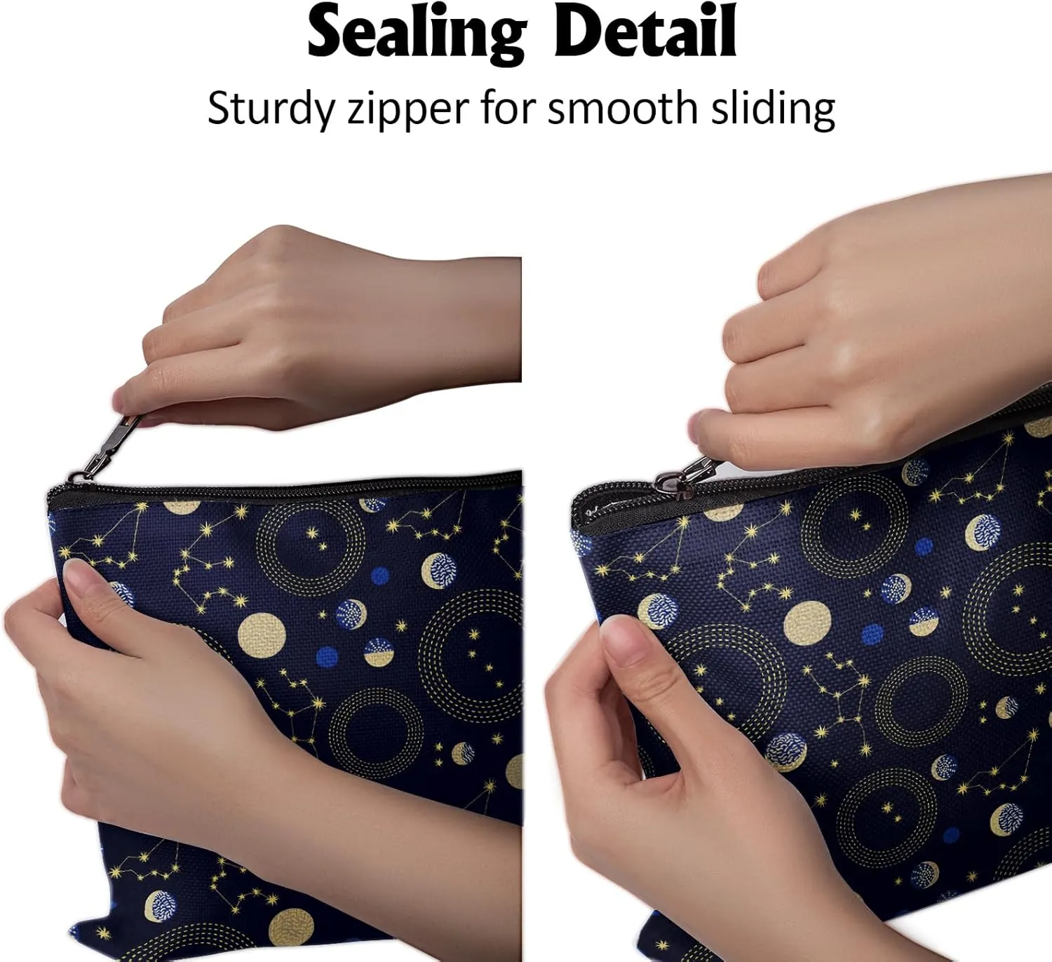 Cafl Zodiac Sky Makeup Bag Retro Travel Large Astrological Cosmetic Bag Organizer toiletry Essentials Jewelry Skincare Zipper Bag For Women -108 inch