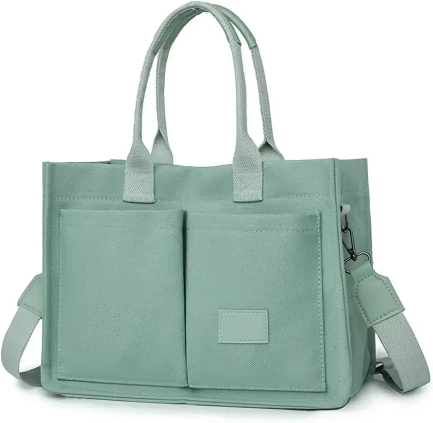 Canvas Bags For Women Solid Color Large Capacity Exterior Pockets Ladies Bag Leopard Print Tote Bags