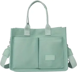 Canvas Bags For Women Solid Color Large Capacity Exterior Pockets Ladies Bag Leopard Print Tote Bags