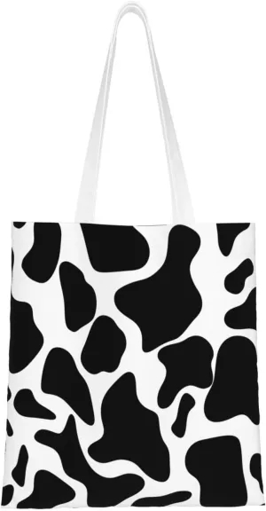 Canvas Tote Bag Aesthetic for Women Cow spot Shopping Bags Large Tote Shoulder Bag Reusable Grocery Bags Hobo Bags Casual Handbags Cute Cloth Bags Birthday Gifts