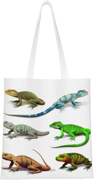 Canvas Tote Bag Aesthetic for Women Different Types of Lizard Shopping Bags Large Tote Shoulder Bag Reusable Grocery Bags Hobo Bags Casual Handbags Cute Cloth Bags Birthday Gifts