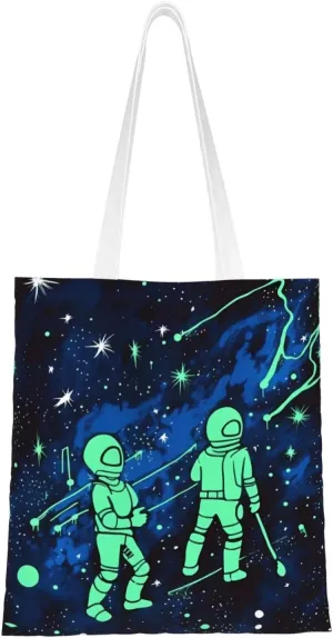 Canvas Tote Bag Aesthetic for Women Glow in The Dark Shopping Bags Large Tote Shoulder Bag Reusable Grocery Bags Hobo Bags Casual Handbags Cute Cloth Bags Birthday Gifts