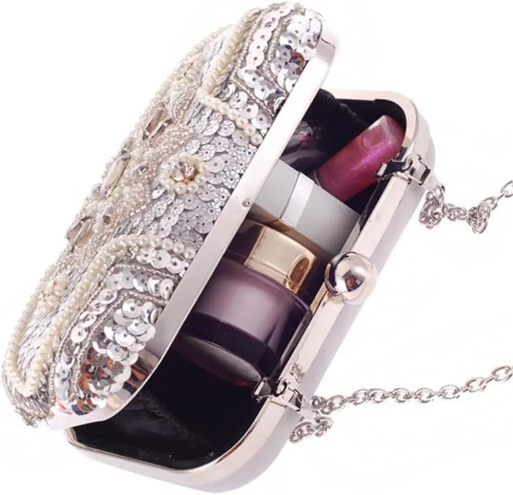 Casual Women's Clutch Evening Bag with Diamond Beaded Embroidered Bag